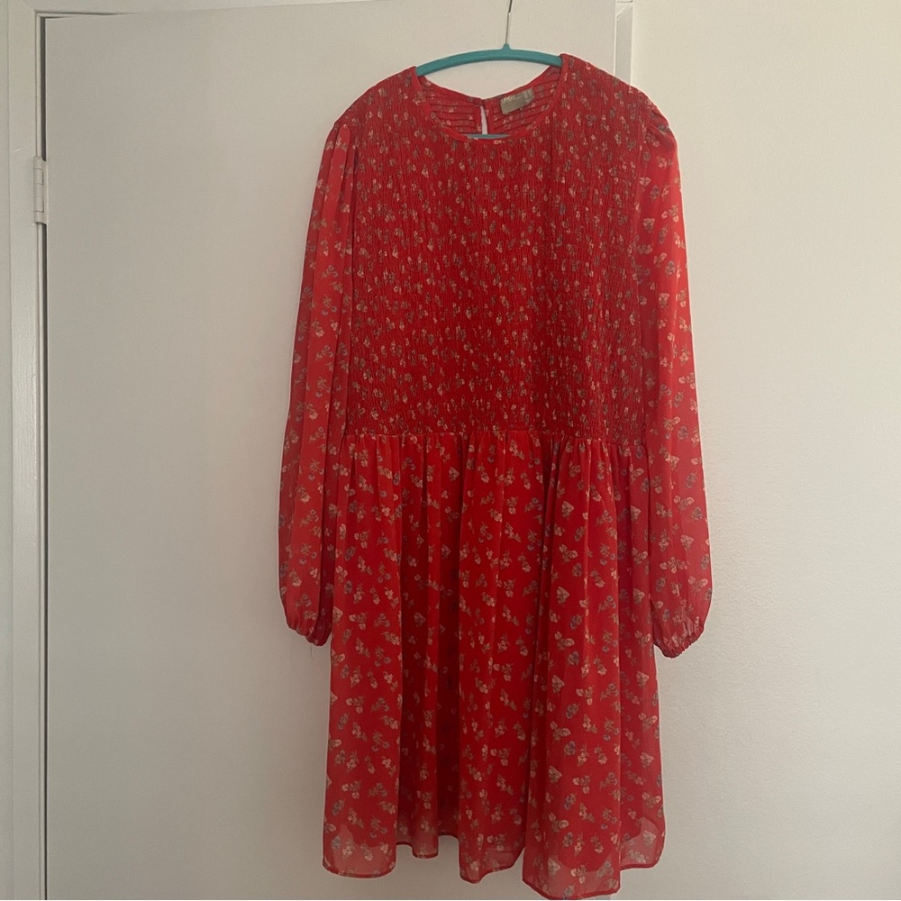 Red floral dress